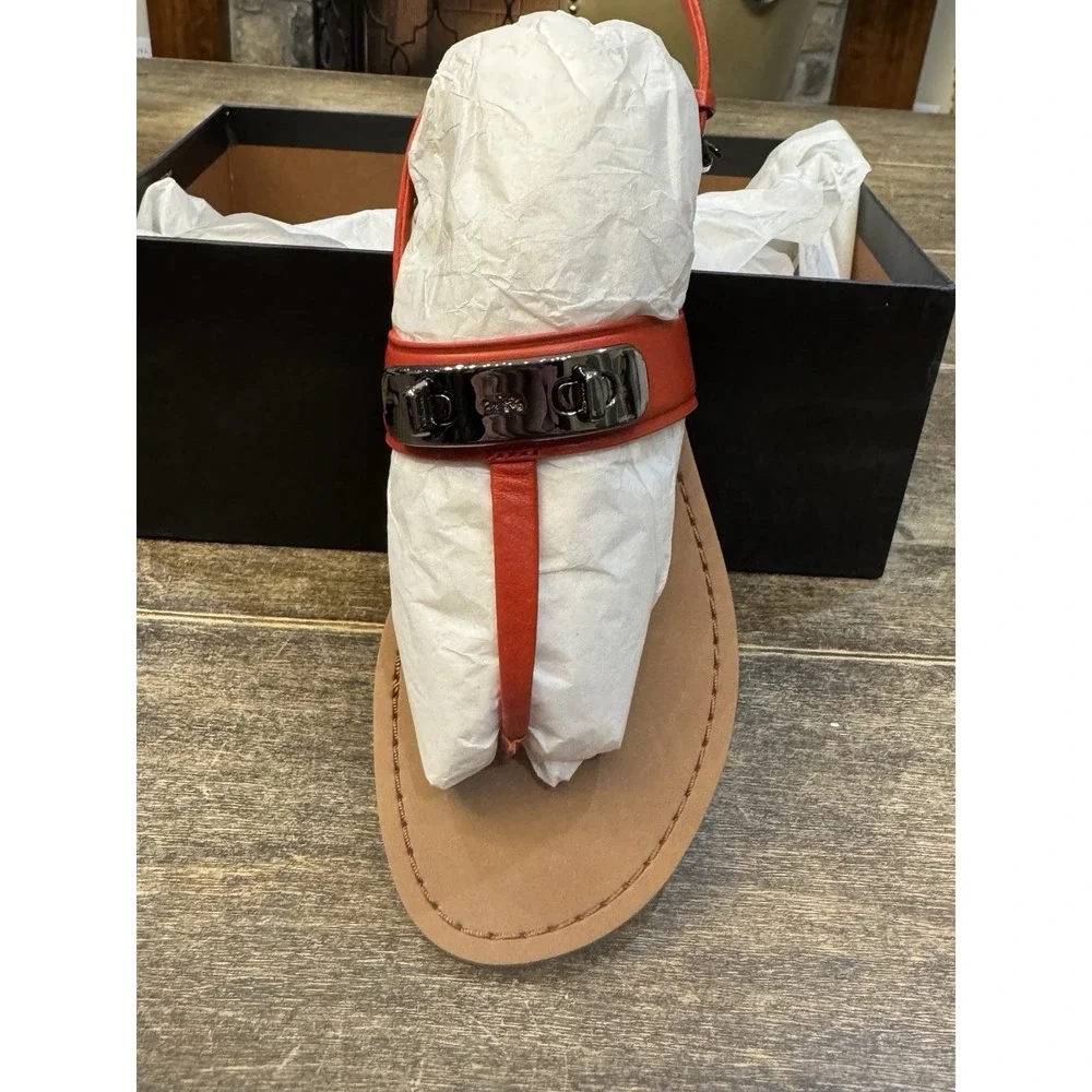 Coach Gracie Swagger Thong Sandals Burnt Orange Size‎ 5.5 New In Box